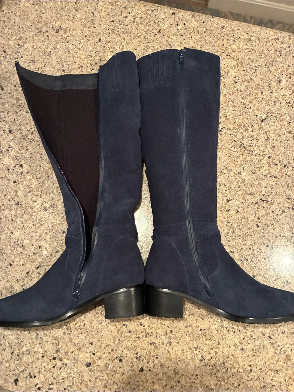 Neiman Marcus Over the Knee-High Suede Riding Boots in Navy. Women’s 7 M